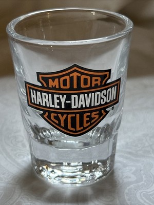 Harley Davidson Motorcycles Shot Glass 2oz Barware Clear With Logo Shield