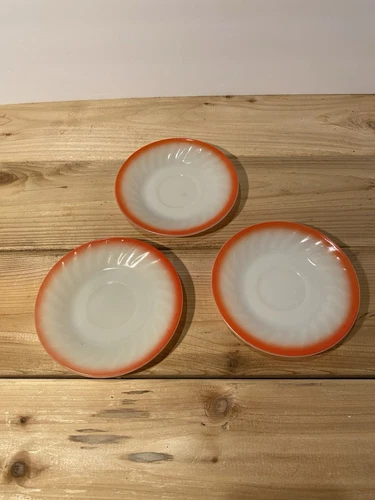 3 Fire King Sunrise Swirl Saucers 5.75" Vintage 1950s