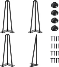 SMARTSTANDARD Hairpin Table Legs 14 Inch, 1/2'' in Diameter 3 Rods, Metal Home D