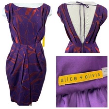 NEW ALICE + OLIVIA Womens 6 Dress Purple Orange Sheath Cocktail Party Glam