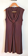 Chaps women's sleeveless chocolate brown ruched dress w/bodice detail, size L