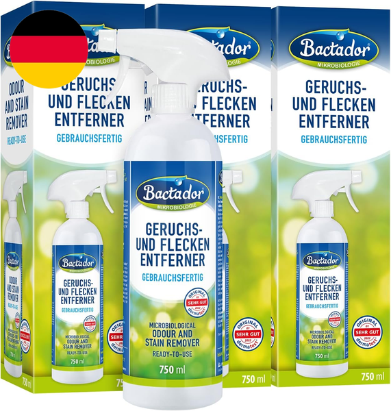 Bactador Enzymreiniger 3 X 750Ml - Geruchsentferner Und Fleckenentferner Spray --image