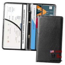 Car Registration and Insurance Holder - Vehicle Glove Box Car L-Cowhide Black