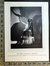 1928 LA ARGENTINA SPAIN DANCE CASTANET FLAMENCO LUQUE PHOTO INSERT PRINT FC9644