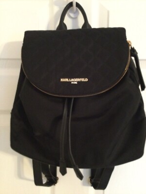 Backpack Women Karl Lagerfeld Paris Black Knapsack Quilted EUC