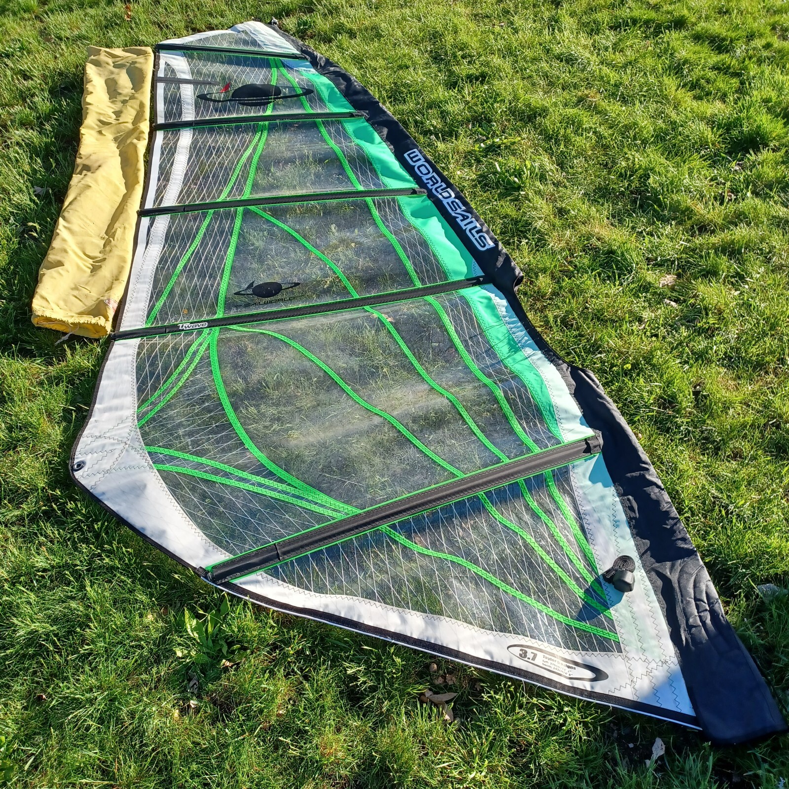 World Sails 3.7m Tidal Wave windsurfing sail. Clear mylar. Repaired