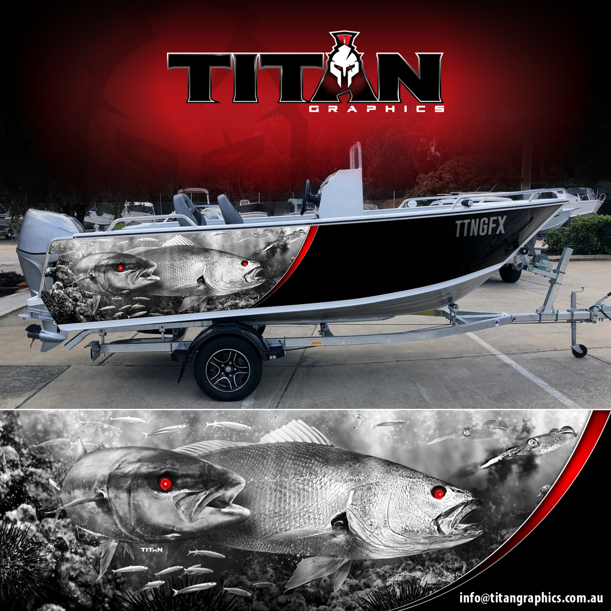 Boat Wrap Kingfish, Jewfish, Mulloway BW Half Wrap 660mm x