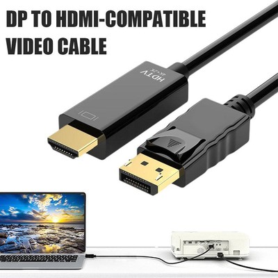 Display Port to HDMI Cable DP Adapter Converter Audio Video PC HDTV 1080P 60Hz 