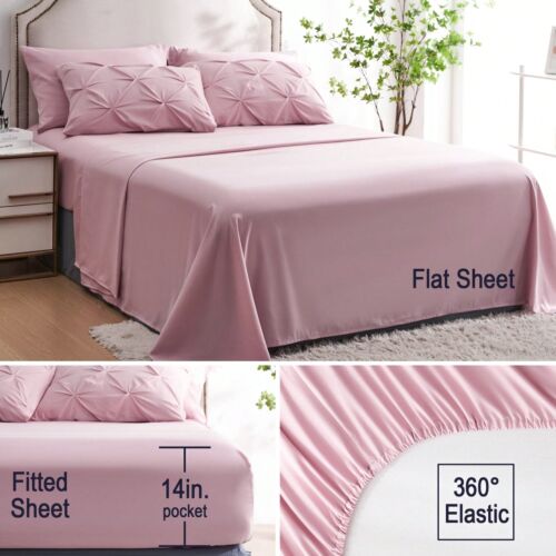 7pc Queen Comforter Set with Sheets – Pintuck Bed in a Bag, All-Season Bedding - Picture 23 of 91
