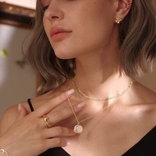 Handmade 18k Gold Plated Dainty Gold Choker Layered Necklace Pendant For Women