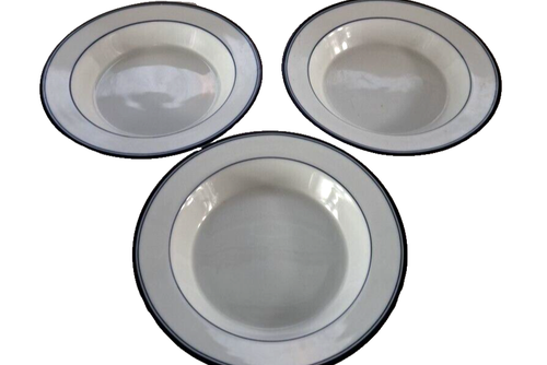 Dansk Concerto Pasta Soup Bowls Set Of 3 Allegro Blue Stripes Sri Lanka 9"