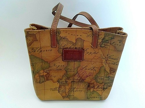 Vintage ALVIERO MARTINI 1a classe Leather Tote bag Map Used Origin Small  HandBag | eBay