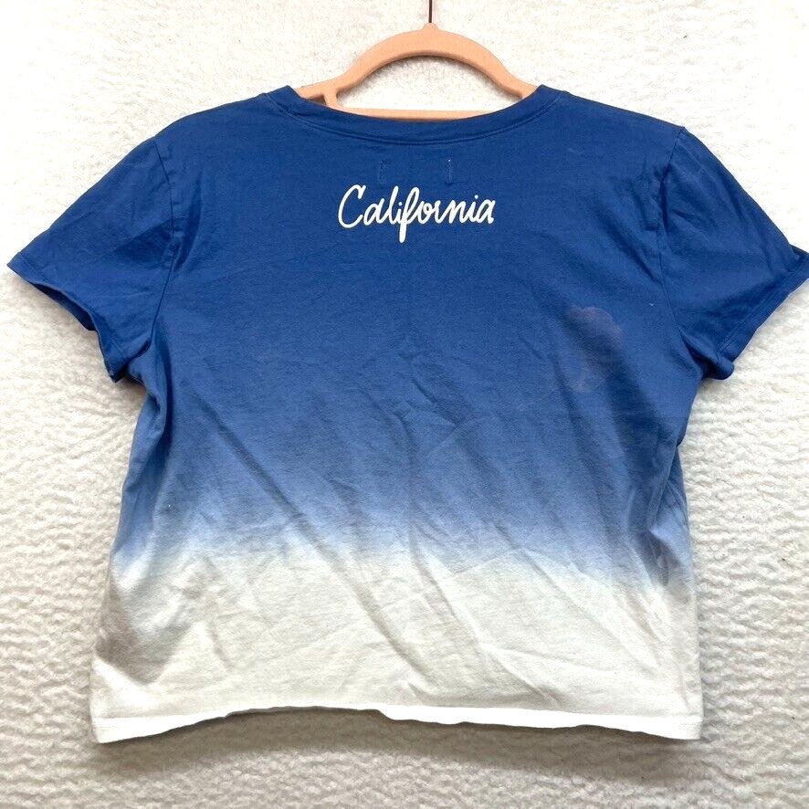 Hollister Shirt Womens Medium Blue White Ombre Crop Cloud Preppy Casual  Ladies