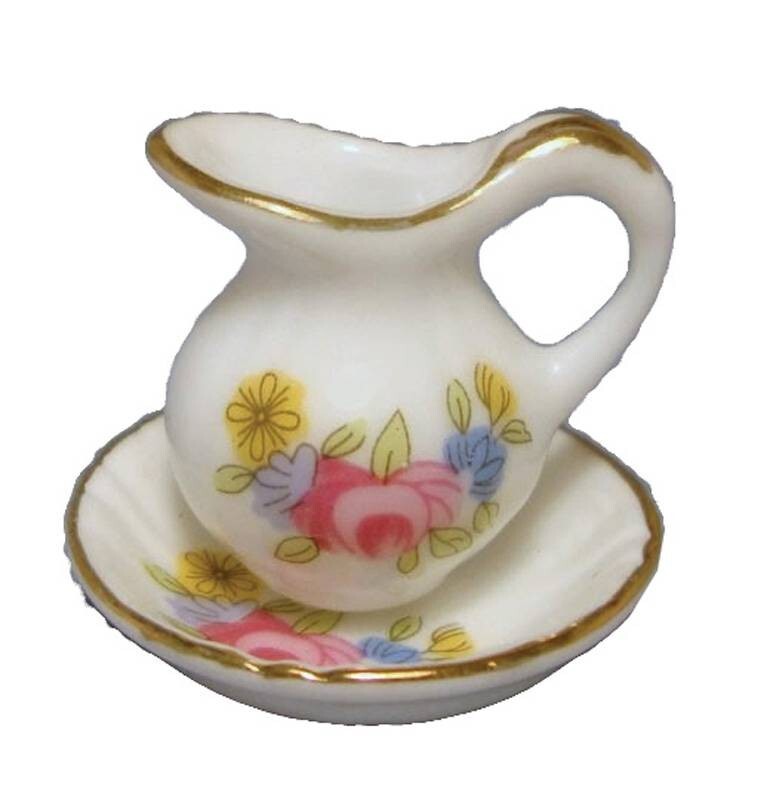Dolls House Jug and Bowl Patterned Bathroom Miniature 1:12th Scale JASPERS (S)