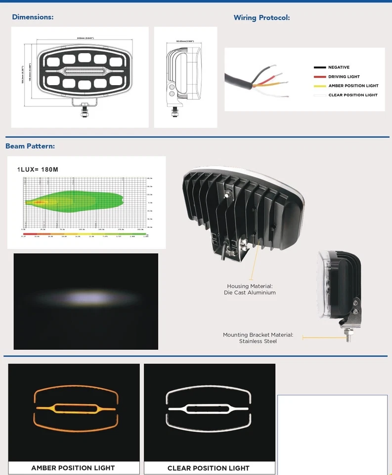 6X Fit Scania Volvo DAF MAN Camion 24V 10'' Faro Nebbia Ovale LED Bianco Ambra - Bild 3 von 4