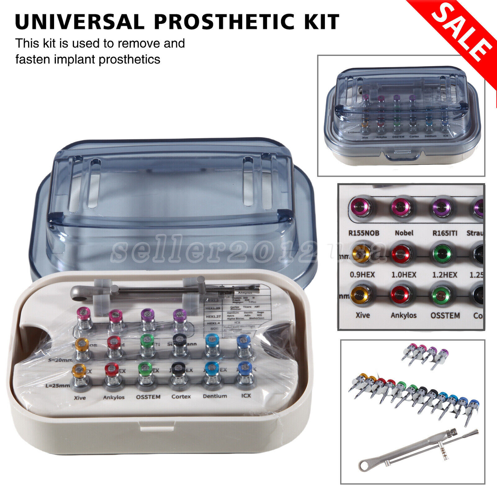 Dental Universal Implant Prosthetic Kit Torque Wrench Screw Drivers Remover Box