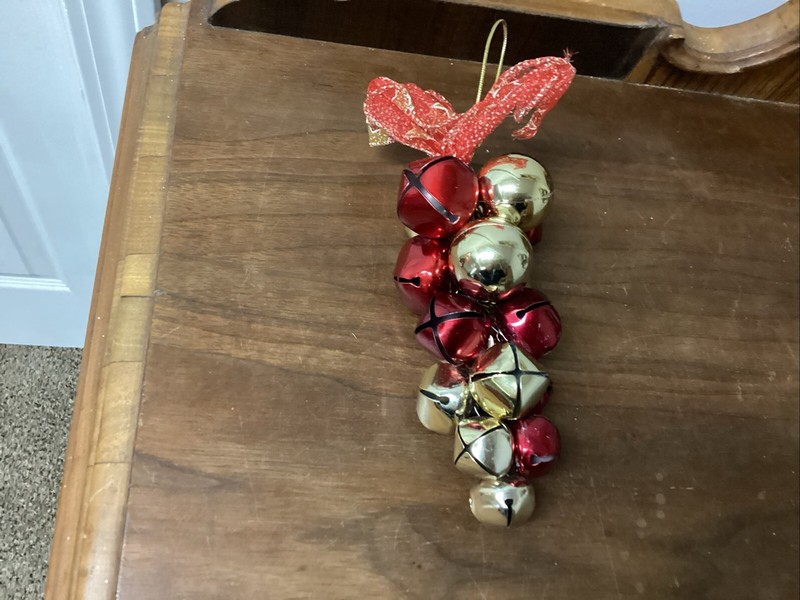 Nice Cluster Of Silver And Red Christmas Bells For Your Door Or Other Dec 