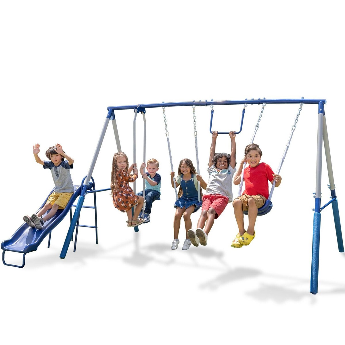 Sportspower Arcadia Metal Swing Set with Slide for Kids Outdoor