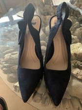 LADIES MARKS AND SPENCER NAVY BLUE REAL SUEDE INSOLIA SHOES SIZE 4 1/2 BNWT £35