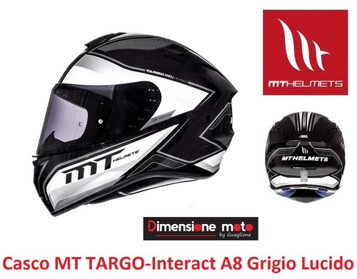 Casco Integrale con Visiera MT TARGO-Interact A8 Grigio Lucido Taglia XL  61/62 | eBay