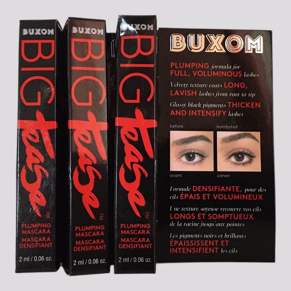 Paquete de 3) MASCARA BUXOM BIG TEASE Plumping Mini tamaño de viaje - 0,06 oz/2 ml (cada uno) Foto 4 de 4