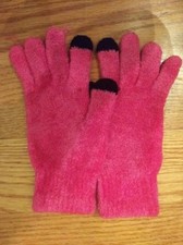 NEW Justice Girls Texting gloves Pink  Black VERY SOFT fuzzy yarn ONE PAIR