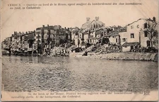 WW1 Incendiary Bombing Along the Banks of the Meuse River - Vintage Postcard