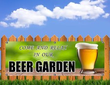 STRISCIONE DA ESTERNO IN PVC GIARDINO BIRRA PUB E BAR INSEGNA ARTE LIBERA MOSTRA PRONTA PER L'ARTE   