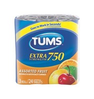 5 Pack - Tums Extra Strength 750, Assorted Fruit, 15 Rolls, 120 Tablets Each on sale 5 Pack - Tums Extra Strength 750, Assorted Fruit, 15 Rolls, 120 Tablets Each on sale