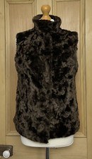 Vintage Jfw X John Lewis Chocolate Brown Faux Fur Gilet Jacket 12