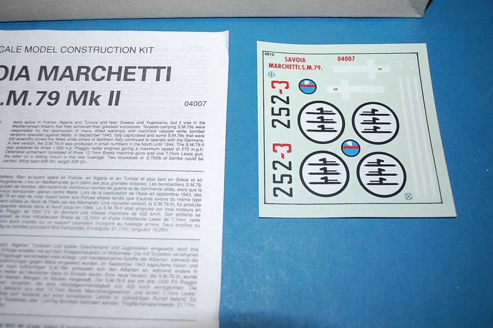 AIRFIX 04007 - Savoia-Marchetti S.M. 79 scala 1/72 - Immagine 3 di 3