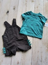 NWT Carter's Dinosaur Boys Overalls Shorts And SS Shirt 2pc Set Size 3 Months