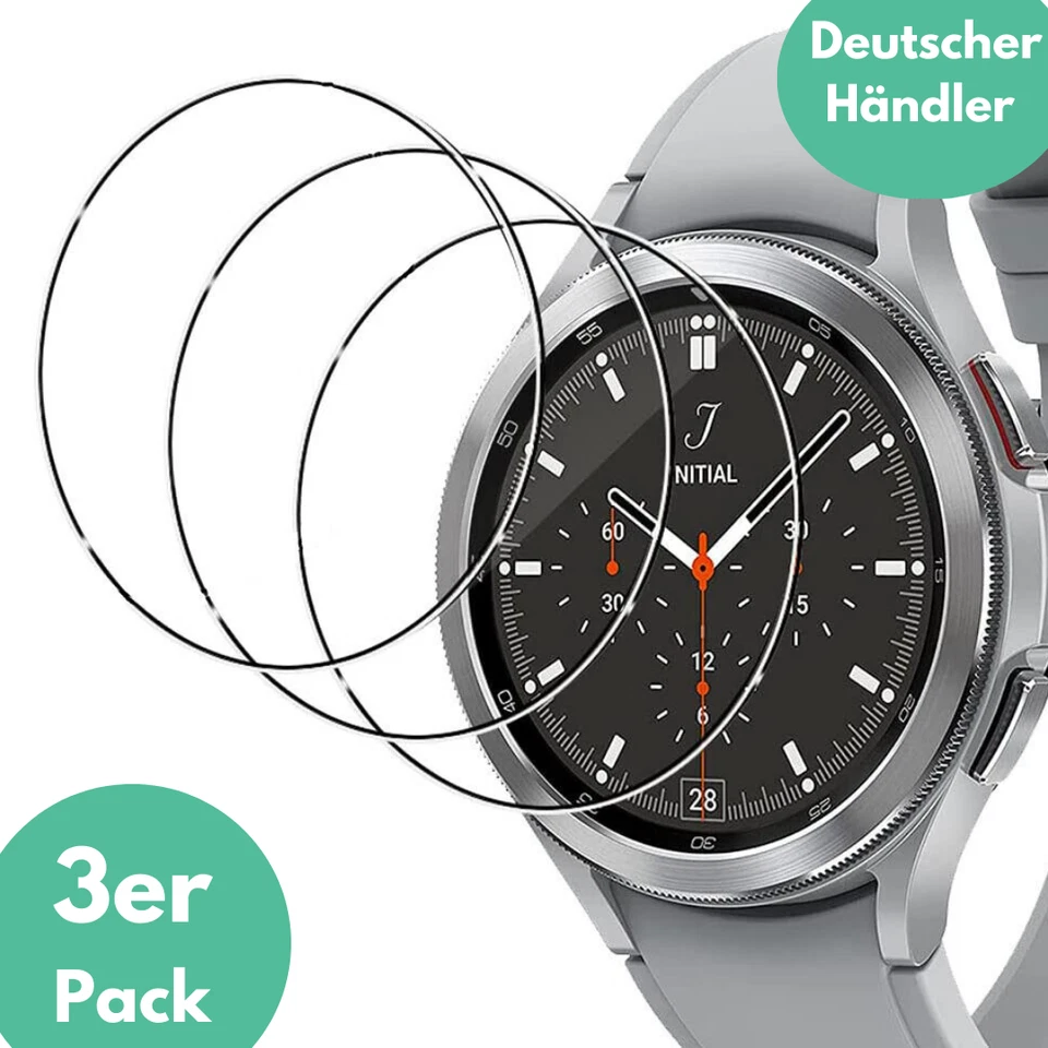 SMARTUP 3X Hartglas für Samsung Galaxy Watch 4 44mm Schutzglas Panzerfolie Display 9H