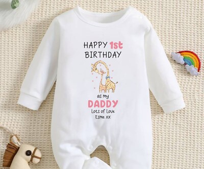 Happy First Birthday PADDY Baby Mädchen/Junge Outfit 1. Geburtstag als mein Vater
