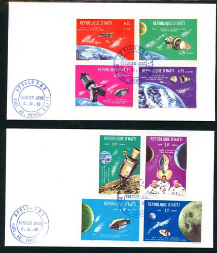 Haiti Scott #624-624G COVER PRIMO GIORNO Missioni Spaziali Apollo $378186