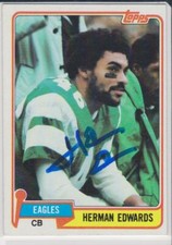 HERMAN EDWARDS PHILADELPHIA EAGLES 1981 TOPPS #179 SAN DIEGO ST AUTOGRAPHED CARD