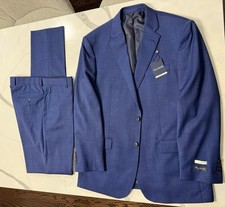 Jos. A. Bank 42L 36W Wool Blend Suit Pants Jacket, Blue Windowpane