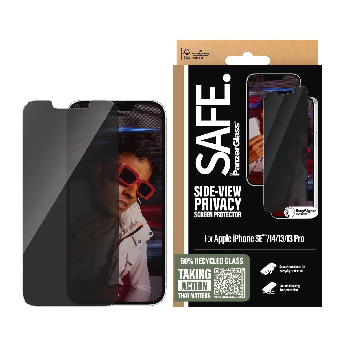 Защитное стекло PanzerGlass SAFE Privacy UWF для дисплеев iPhone 16e, 14, 13, 13 Pro