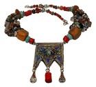 Vintage-Style Moroccan Berber  Amber & Coral Beaded Necklace – Bohemian Ethnic