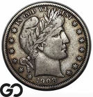 1908 Barber Half Dollar, Scarcer Date, Choice XF+