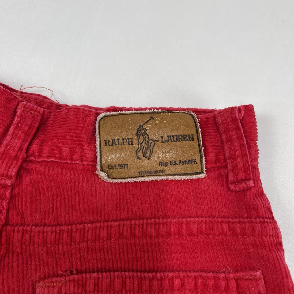 Vintage Polo Ralph Lauren Pants Boys Red Corduroy Preppy Casual Size 12S W24 L30 - Image 3 of 4