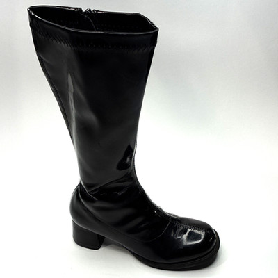 Girls Black Knee High Costume Boots Witch Dress Up Chunky Heel US 13/1