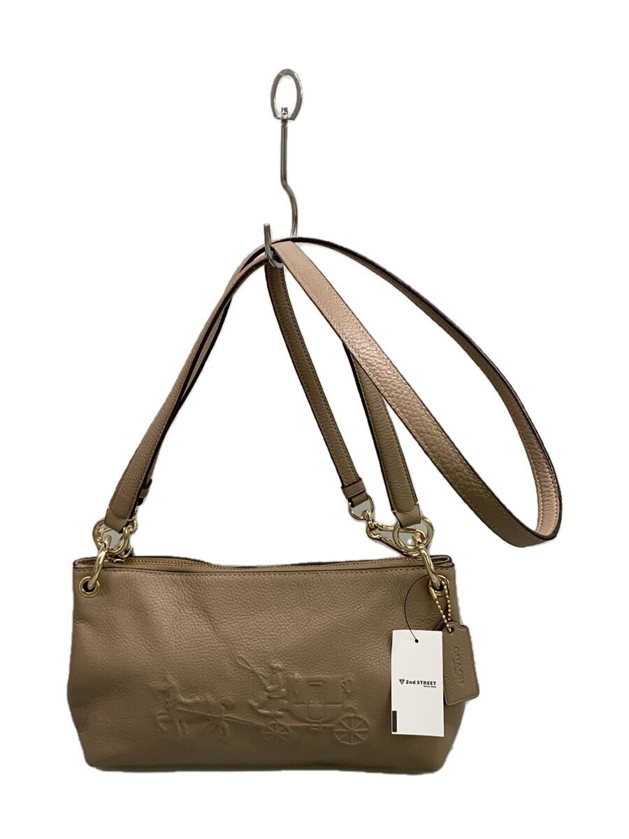 Coach Vintage Leather Shoulder Bag Beige 6.5x16x27.5 Preowned