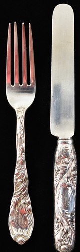 Tiffany & Co Chrysanthemum Sterling Silver Youth Fork & Knife Set HL3