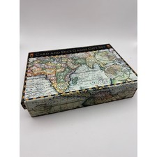 Vintage 2004 Card Dice Games Gift Set Antique World Map Playing Cards Box