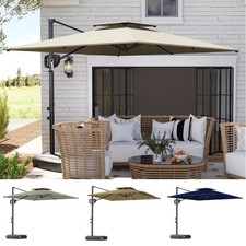 Cantilever Parasol with Weighted Base, Adjustable Tilt and Crank