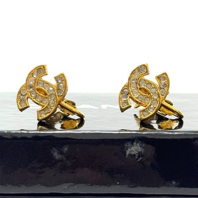 【アクセサリー】CHANEL ココマーク イヤリング ゴールド2092 ペア CHANEL 2092 CC Logo COCO Mark Earrings Gold Rhinestone Clip-On