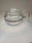 PYREX Flameware 8446 B Stovetop Teapot & Lid 6 Cup Clear Glass Kettle Vtg USA