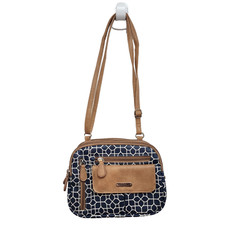 MultiSac Zippy Triple Compartment Crossbody Bags Blue White Floral Geometric