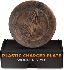 Plastic Chargers Dinner Plates Set of 4 Large 13" Round Design -Colorfast 